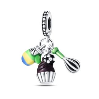 Silver Utensil Mitten Whisk Chocolate Soccer Muffin Cooking Kitchen Charm