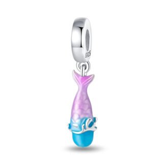 Silver Cute Blue Purple Fish Tail Charm