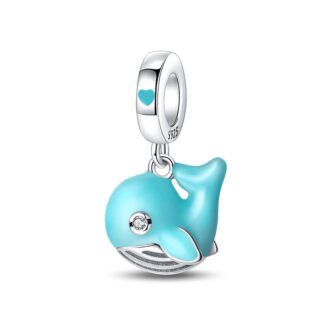 Silver Blue Small Whale Aquatic Ocean Charm