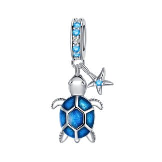 Silver Blue Turtle Starfish Ocean Aquatic Charm