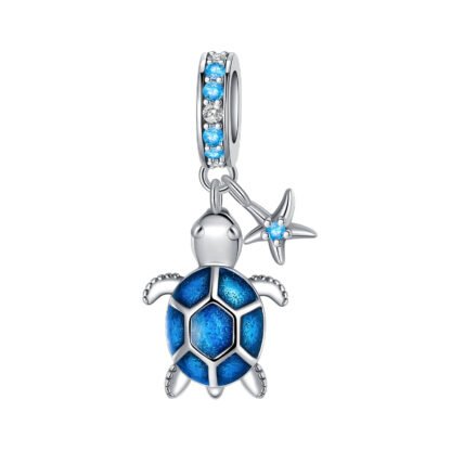 Silver Blue Turtle Starfish Ocean Aquatic Charm
