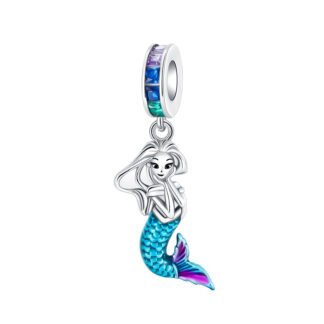 Silver Blue Purple Mermaid Woman Fantasy Charm
