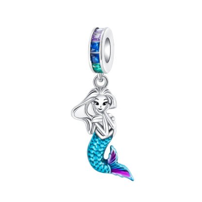 Silver Blue Purple Mermaid Woman Fantasy Charm