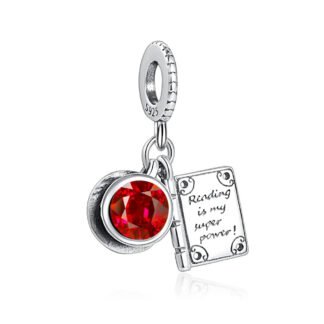 Silver Reading is my Superpower Red Cozy Mug Book Charm