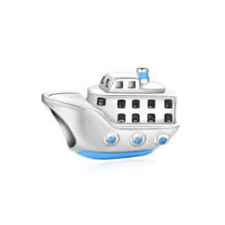 Silver Blue Ship Sea Travel Charm
