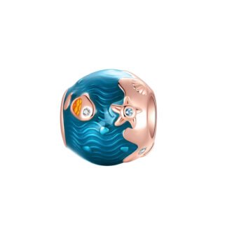Silver Blue Deep Ocean Floor Rose Gold Sandy Seabed Charm