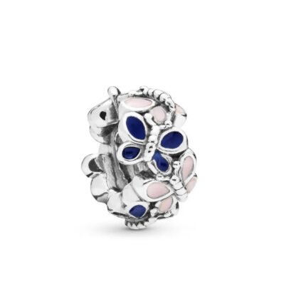 Silver Blue and Pink Butterflies Structure Charm
