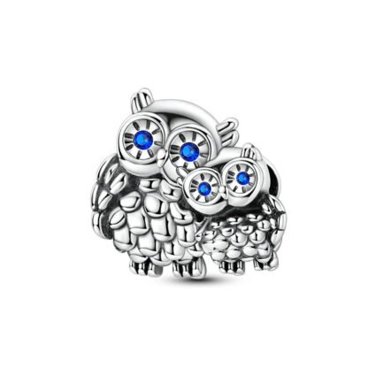 Silver Blue Eyes Owls Cozy Birds Charm