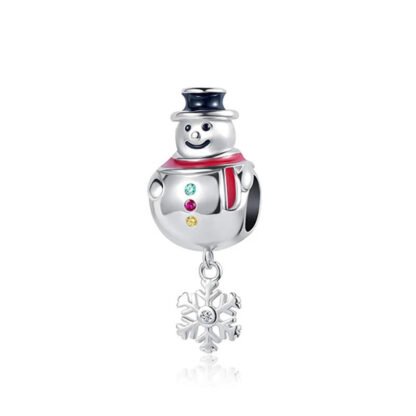 Silver Nowman Dangling Snowflake Charm