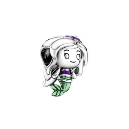 Silver Chibi Ariel Mermaid Disney Charm