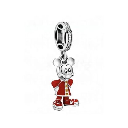 Silver Red Chinese Mickey Mouse Disney Charm