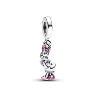 Silver Pink Daisy Duck Disney Charm