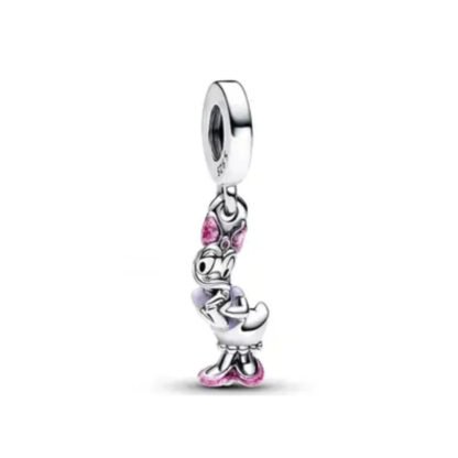 Silver Pink Daisy Duck Disney Charm