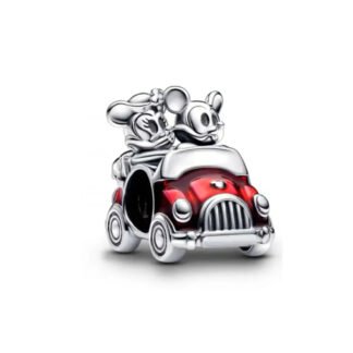 Silver Red Car Driving Minnie Mickey Mouse Disney Charm