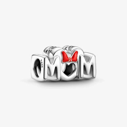 Silver Mom Minnie Red Bow Disney Charm