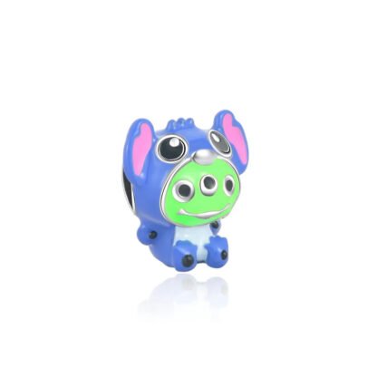 Silver Little Green Men in Stitch Costume Disney Charm