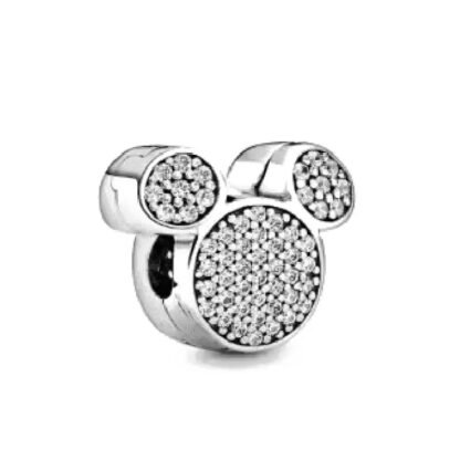 Silver Crystal Mickey Mouse Symbol Disney Charm