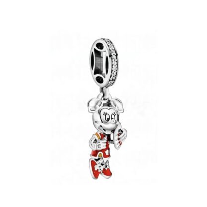 Silver Demure Red Dress Minnie Mouse Disney Charm