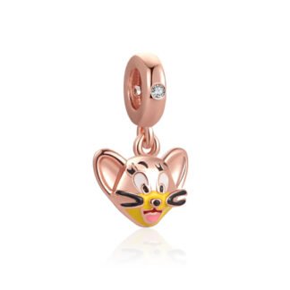 Silver Gold Rose Jerry Mouse Head Tom & Jerry Cartoon Charm