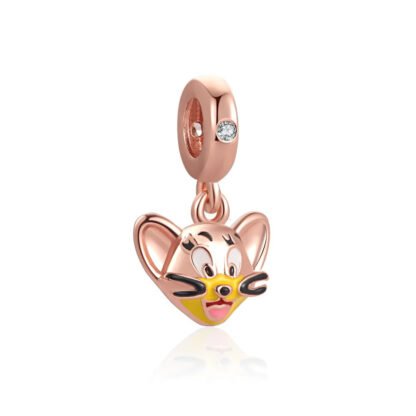 Silver Gold Rose Jerry Mouse Head Tom & Jerry Cartoon Charm