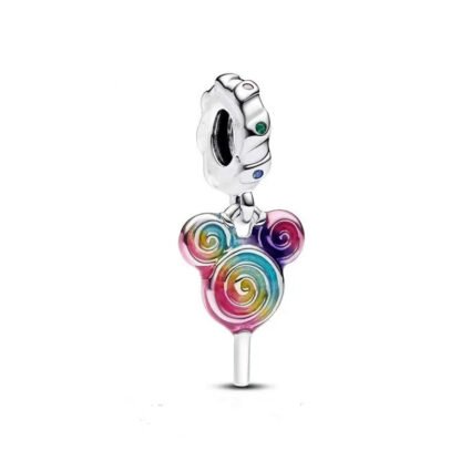 Silver Rainbow Lollipop Mickey Mouse Head Icon Symbol Disney Charm