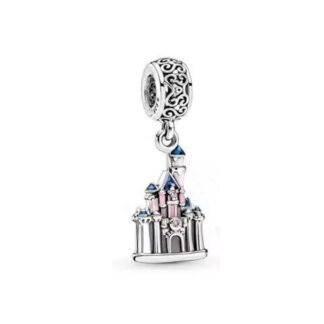 Silver Pink Blue Sleeping Beauty Castle Disney Charm