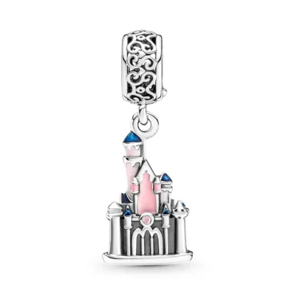 Silver Pink Blue Sleeping Beauty Castle Disney Charm - Image 3