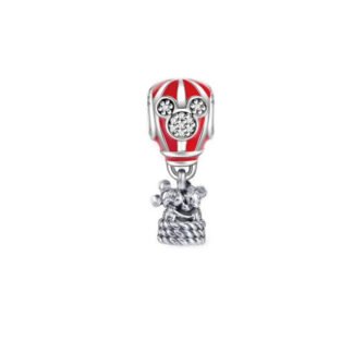 Silver Red Hot Air Balloon Mickey Minnie Mouse Disney Charm