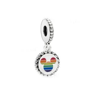 Silver Rainbow Mickey Mouse Icon Medal Disney Charm