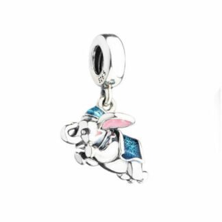 Silver Blue Costumed Flying Dumbo Elephant Disney Charm