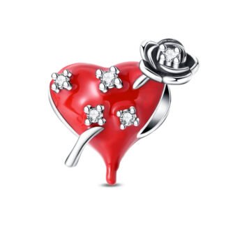 Red Heart Enchanted Black Rose Beauty and the Beast Disney Charm