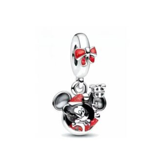 Silver Red Mickey Mouse Santa Christmas Disney Charm
